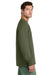 Port & Company PC54LS Mens Core Long Sleeve Crewneck T-Shirt Olive Drab Green Model Side