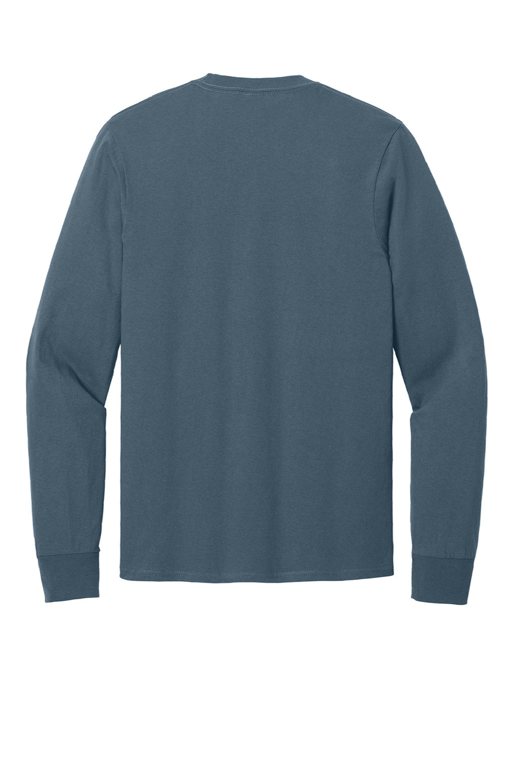 Port & Company PC54LS Mens Core Long Sleeve Crewneck T-Shirt Steel Blue Flat Back