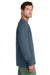 Port & Company PC54LS Mens Core Long Sleeve Crewneck T-Shirt Steel Blue Model Side