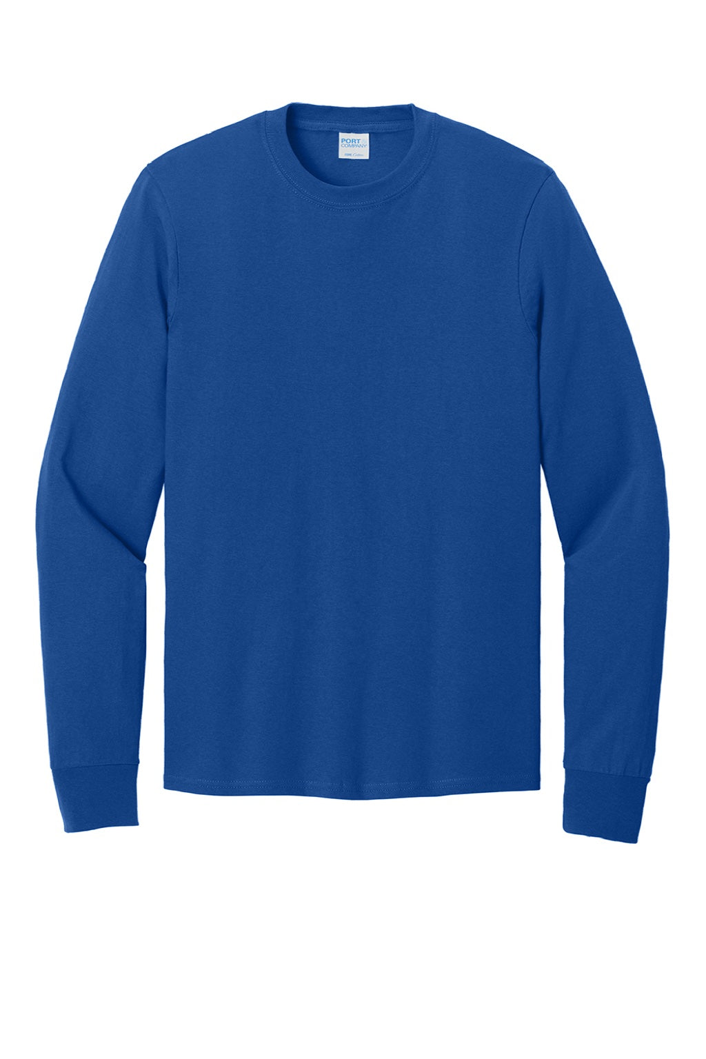 Port & Company PC54LS Mens Core Long Sleeve Crewneck T-Shirt True Royal Blue Flat Front
