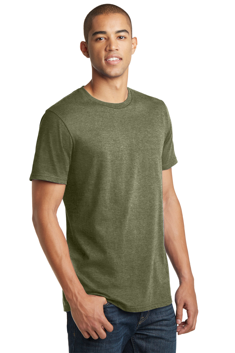 District DT5000 Mens The Concert Short Sleeve Crewneck T-Shirt Military Green Frost Model 3q