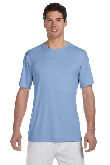 Hanes 4820 Mens Cool DRI Moisture Wicking Short Sleeve Crewneck T-Shirt Light Blue Model Front