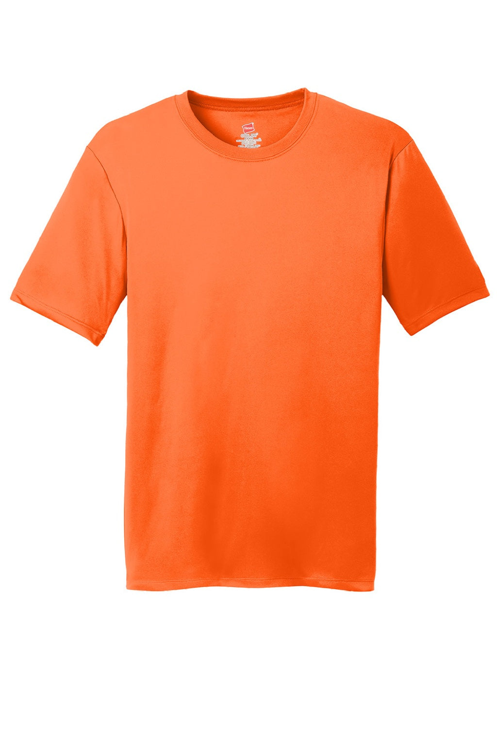 Hanes 4820 Mens Cool DRI Moisture Wicking Short Sleeve Crewneck T-Shirt Safety Orange Flat Front