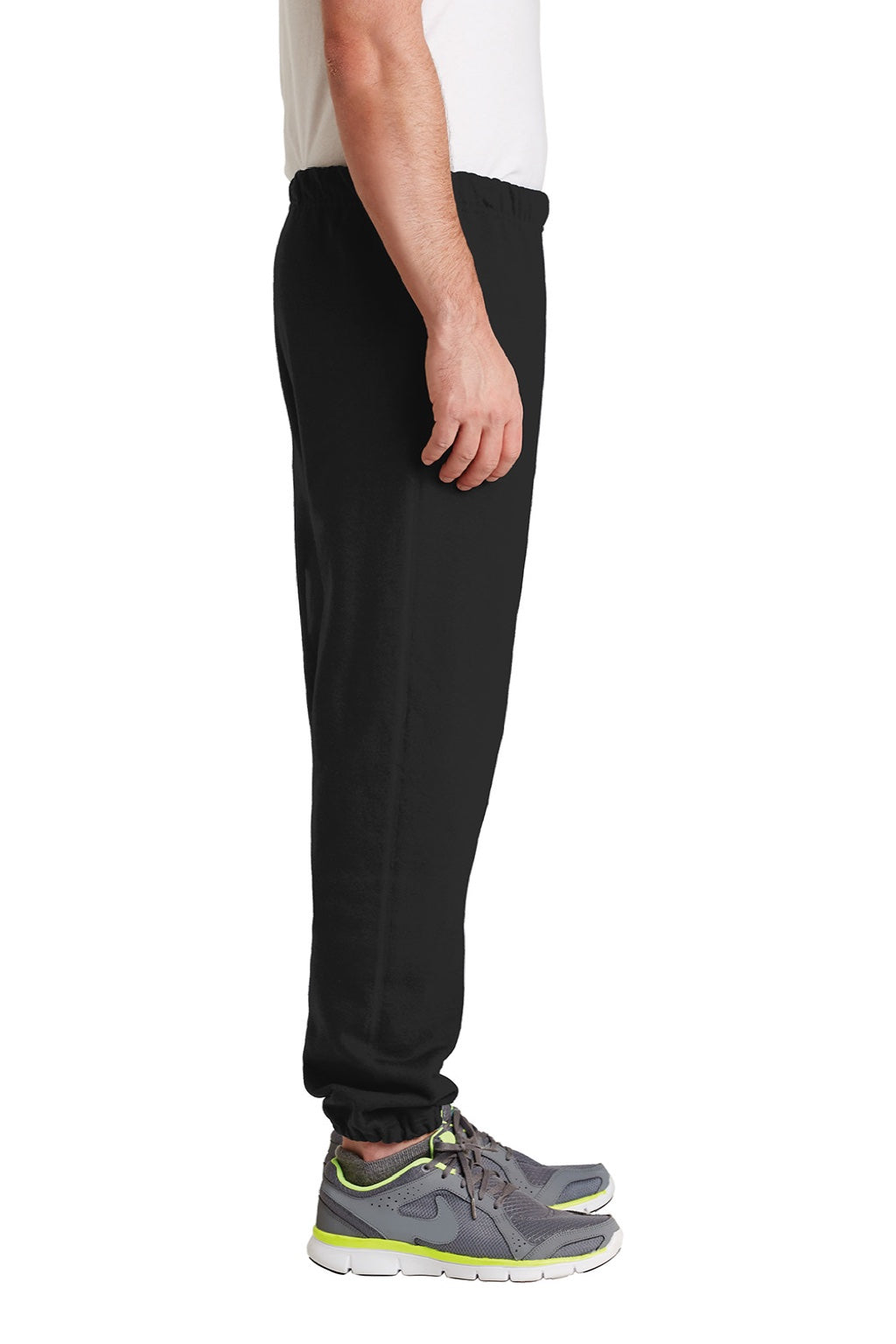 Jerzees 4850MP/4850MR Mens Super Sweats NuBlend Pill Resistant Fleece Sweatpants w/ Pockets Black Model Side