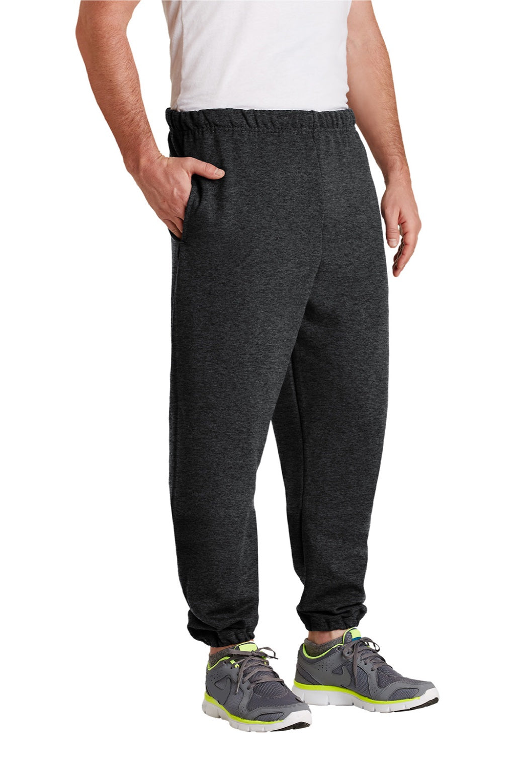Jerzees 4850MP/4850MR Mens Super Sweats NuBlend Pill Resistant Fleece Sweatpants w/ Pockets Heather Black Model 3q