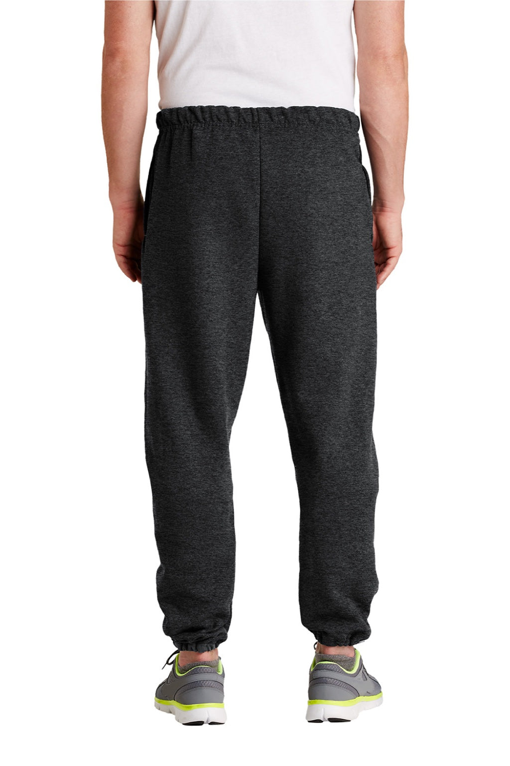 Jerzees 4850MP/4850MR Mens Super Sweats NuBlend Pill Resistant Fleece Sweatpants w/ Pockets Heather Black Model Back
