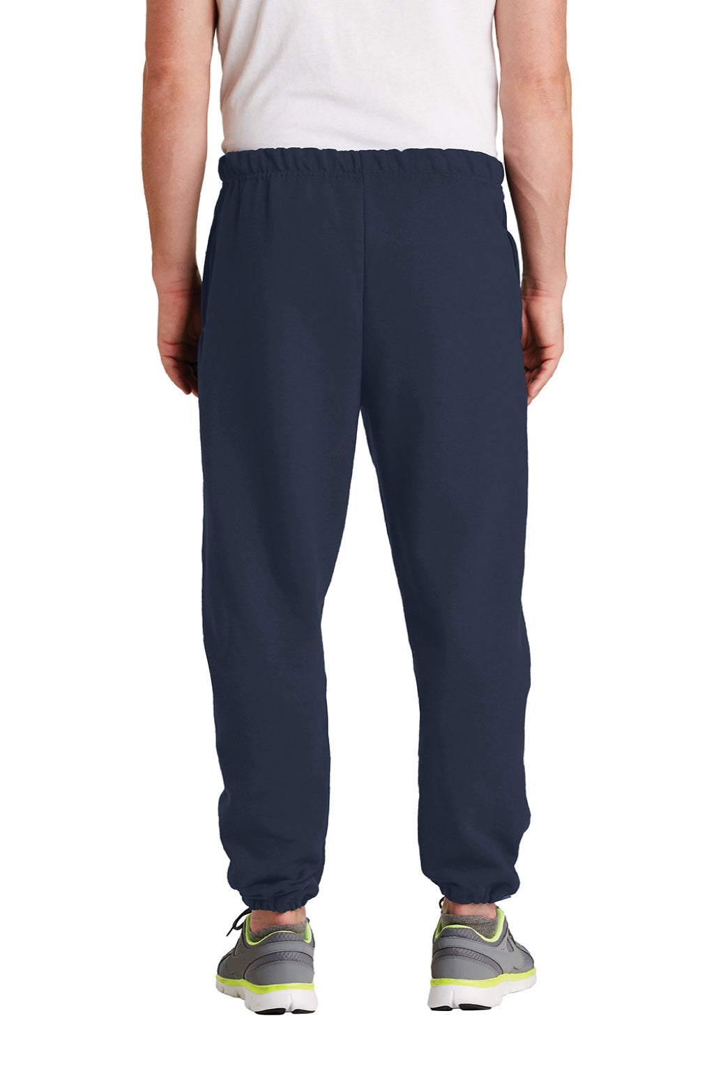 Jerzees 4850MP/4850MR Mens Super Sweats NuBlend Pill Resistant Fleece Sweatpants w/ Pockets Navy Blue Model Back