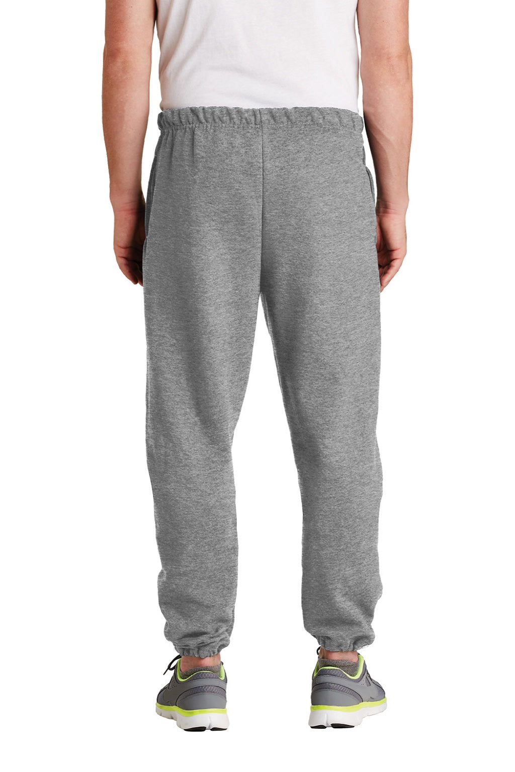 Jerzees 4850MP/4850MR Mens Super Sweats NuBlend Pill Resistant Fleece Sweatpants w/ Pockets Oxford Grey Model Back