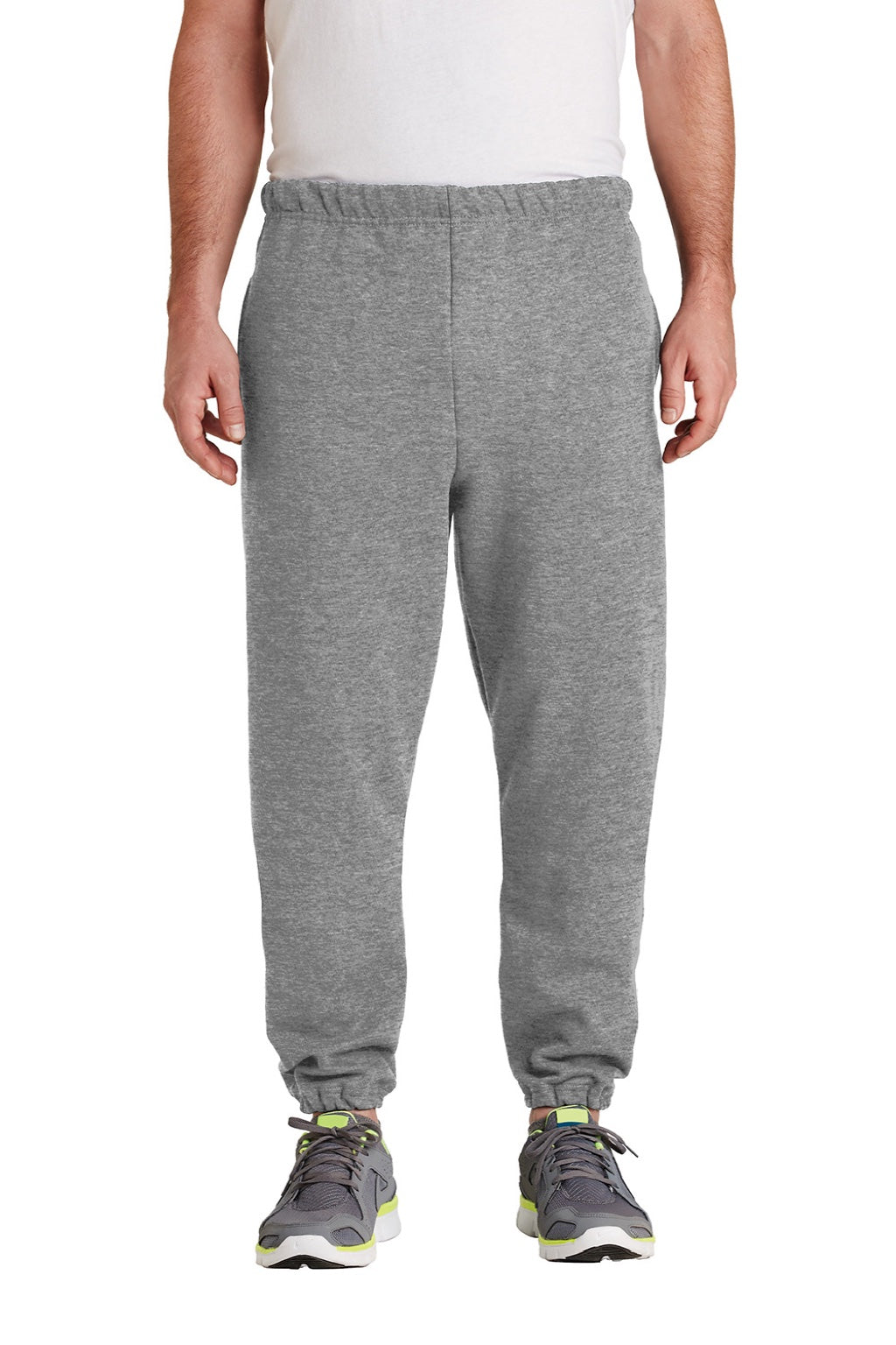 Jerzees 4850MP/4850MR Mens Super Sweats NuBlend Pill Resistant Fleece Sweatpants w/ Pockets Oxford Grey Model Front