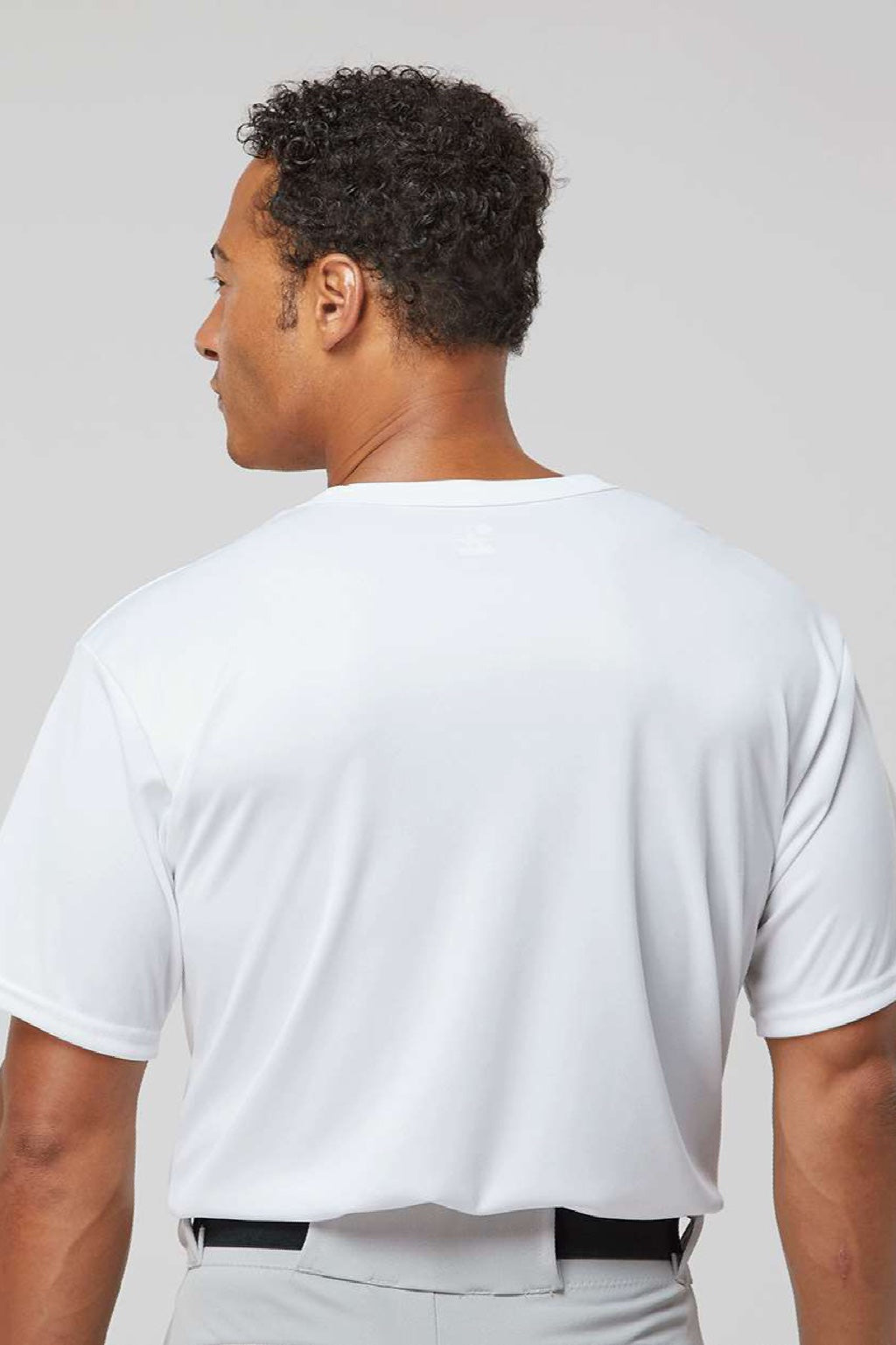 Alleson Athletic 7930 Mens B-Core Placket Short Sleeve Jersey White Model Back