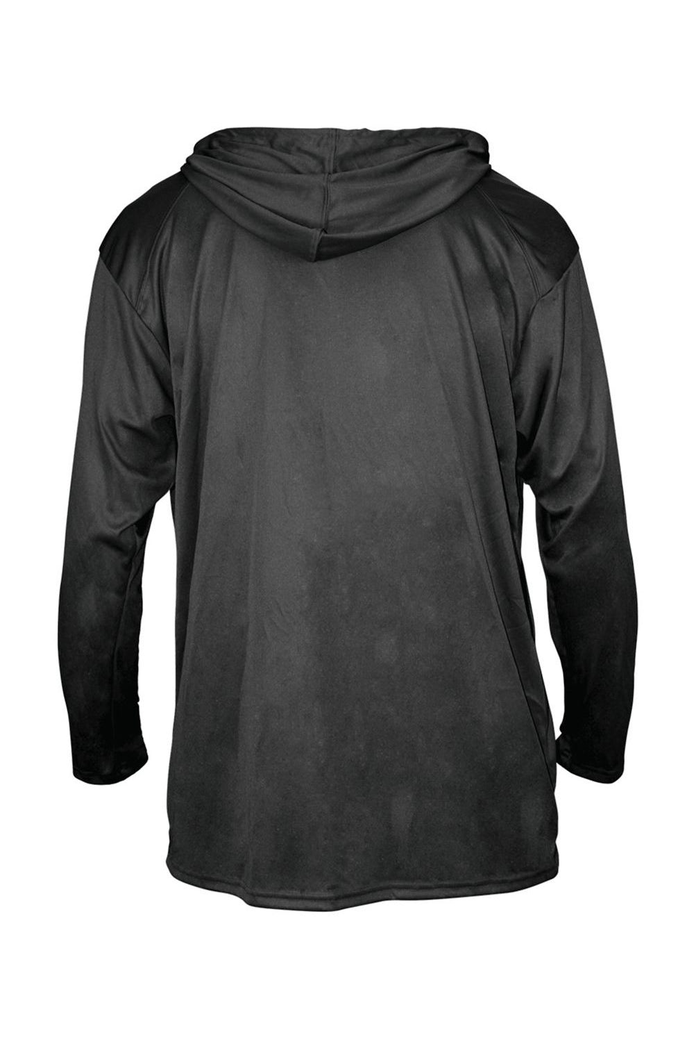 Badger 4105 Mens B-Core Moisture Wicking Long Sleeve Hooded T-Shirt Hoodie Black Flat Back