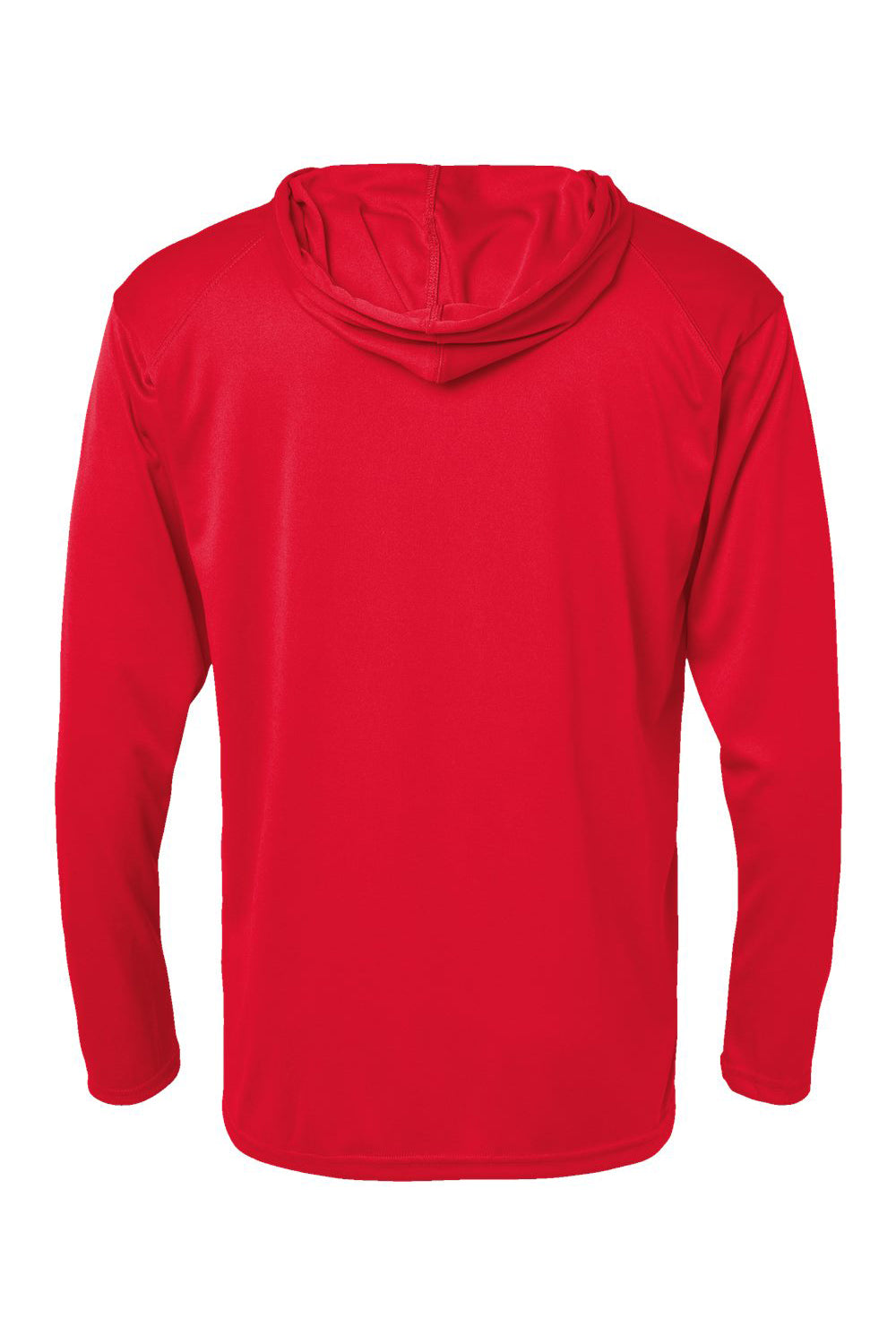 Badger 4105 Mens B-Core Moisture Wicking Long Sleeve Hooded T-Shirt Hoodie Red Flat Back