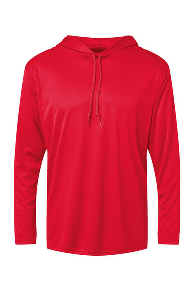 Badger 4105 Mens B-Core Moisture Wicking Long Sleeve Hooded T-Shirt Hoodie Red Flat Front