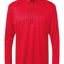 Badger Mens B-Core Moisture Wicking Long Sleeve Hooded T-Shirt Hoodie - Red - NEW