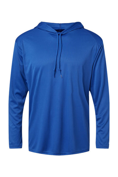Badger 4105 Mens B-Core Moisture Wicking Long Sleeve Hooded T-Shirt Hoodie Royal Blue Flat Front