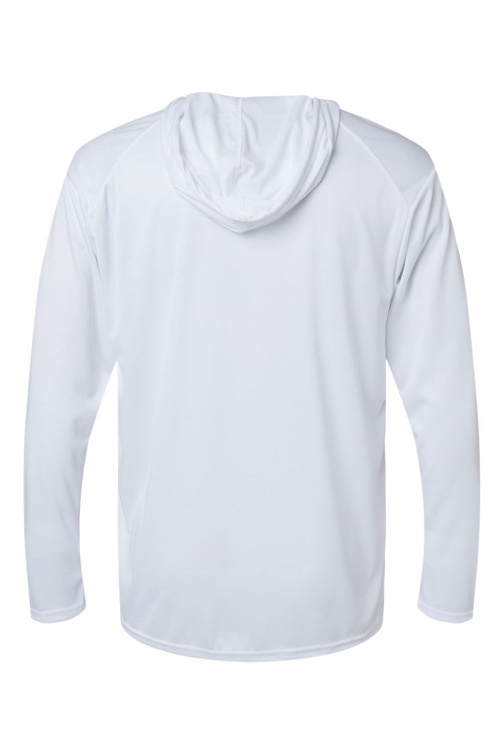 Badger 4105 Mens B-Core Moisture Wicking Long Sleeve Hooded T-Shirt Hoodie White Flat Back