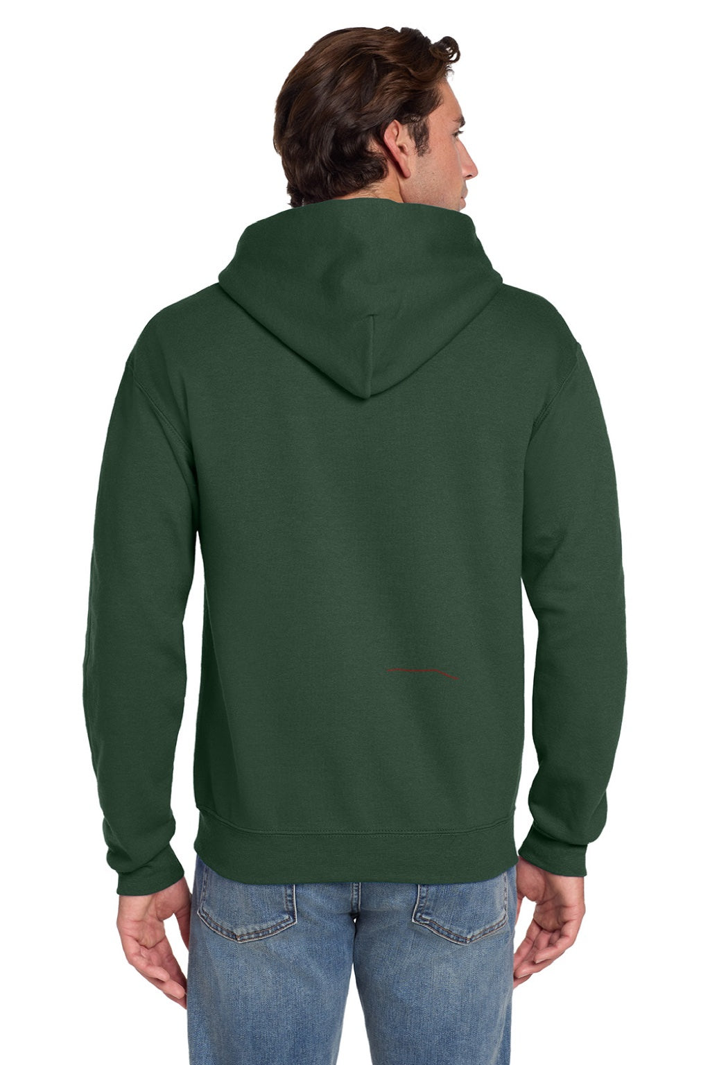 Jerzees 4997M/4997MR Mens Super Sweats NuBlend Pill Resistant Fleece Hooded Sweatshirt Hoodie w/ Pouch Pocket Forest Green Model Back