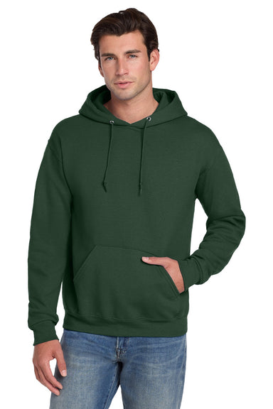 Jerzees 4997M/4997MR Mens Super Sweats NuBlend Pill Resistant Fleece Hooded Sweatshirt Hoodie w/ Pouch Pocket Forest Green Model Front