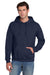 Jerzees 4997M/4997MR Mens Super Sweats NuBlend Pill Resistant Fleece Hooded Sweatshirt Hoodie w/ Pouch Pocket Navy Blue Model Front