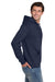Jerzees 4997M/4997MR Mens Super Sweats NuBlend Pill Resistant Fleece Hooded Sweatshirt Hoodie w/ Pouch Pocket Navy Blue Model Side