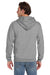 Jerzees 4997M/4997MR Mens Super Sweats NuBlend Pill Resistant Fleece Hooded Sweatshirt Hoodie w/ Pouch Pocket Oxford Grey Model Back