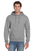 Jerzees 4997M/4997MR Mens Super Sweats NuBlend Pill Resistant Fleece Hooded Sweatshirt Hoodie w/ Pouch Pocket Oxford Grey Model Front