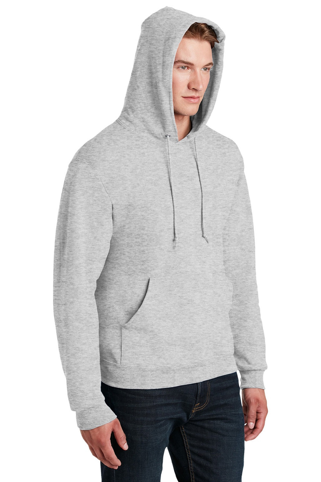 Jerzees 4997M/4997MR Mens Super Sweats NuBlend Pill Resistant Fleece Hooded Sweatshirt Hoodie w/ Pouch Pocket Ash Grey Model 3q