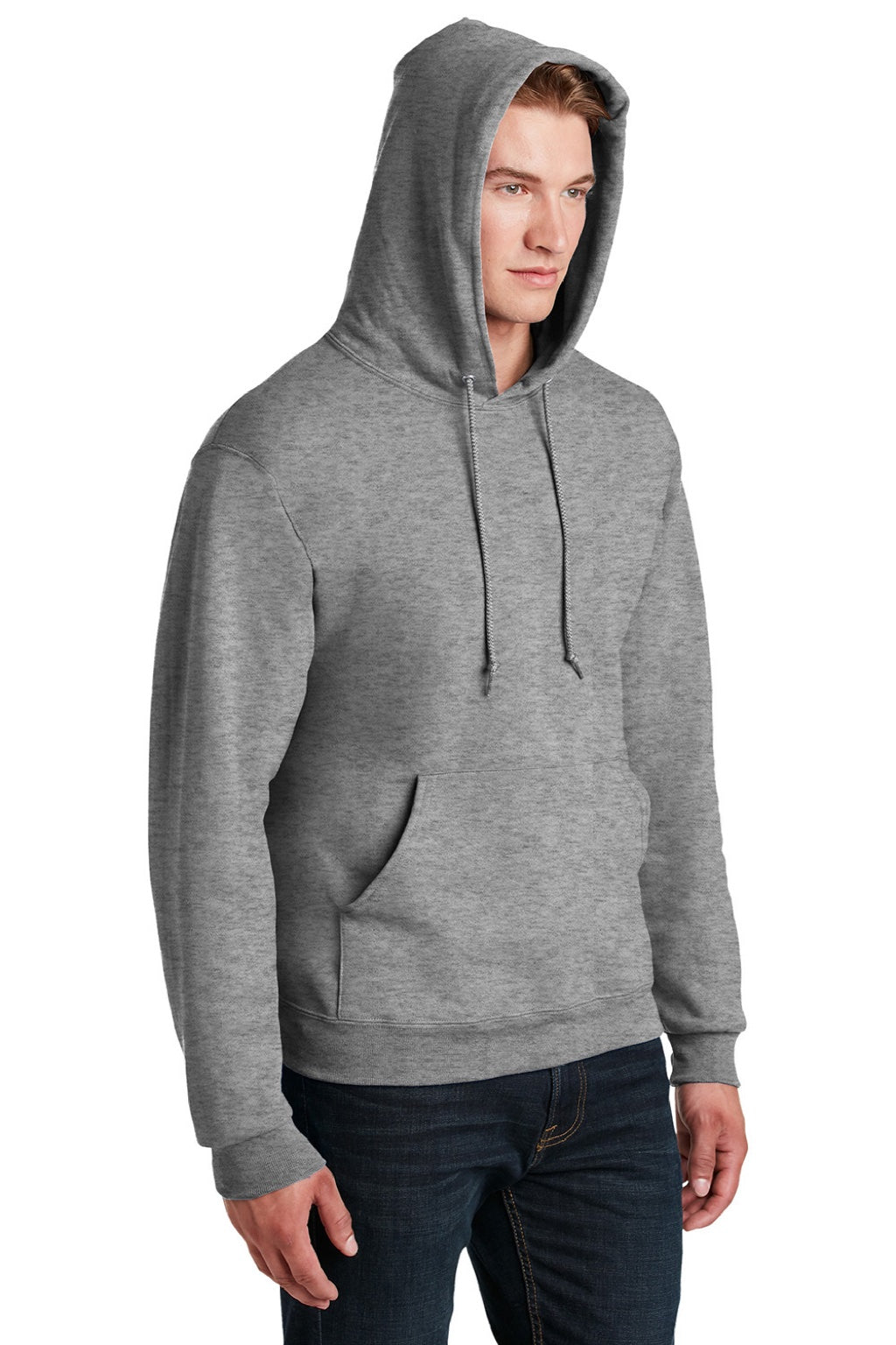 Jerzees 4997M/4997MR Mens Super Sweats NuBlend Pill Resistant Fleece Hooded Sweatshirt Hoodie w/ Pouch Pocket Oxford Grey Model 3q