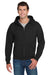 Jerzees 4999M/4999MR Mens Super Sweats NuBlend Pill Resistant Fleece Full Zip Hooded Sweatshirt Hoodie w/ Pockets Black Model Front