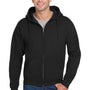 Jerzees Mens Super Sweats NuBlend Pill Resistant Fleece Full Zip Hooded Sweatshirt Hoodie w/ Pockets - Black