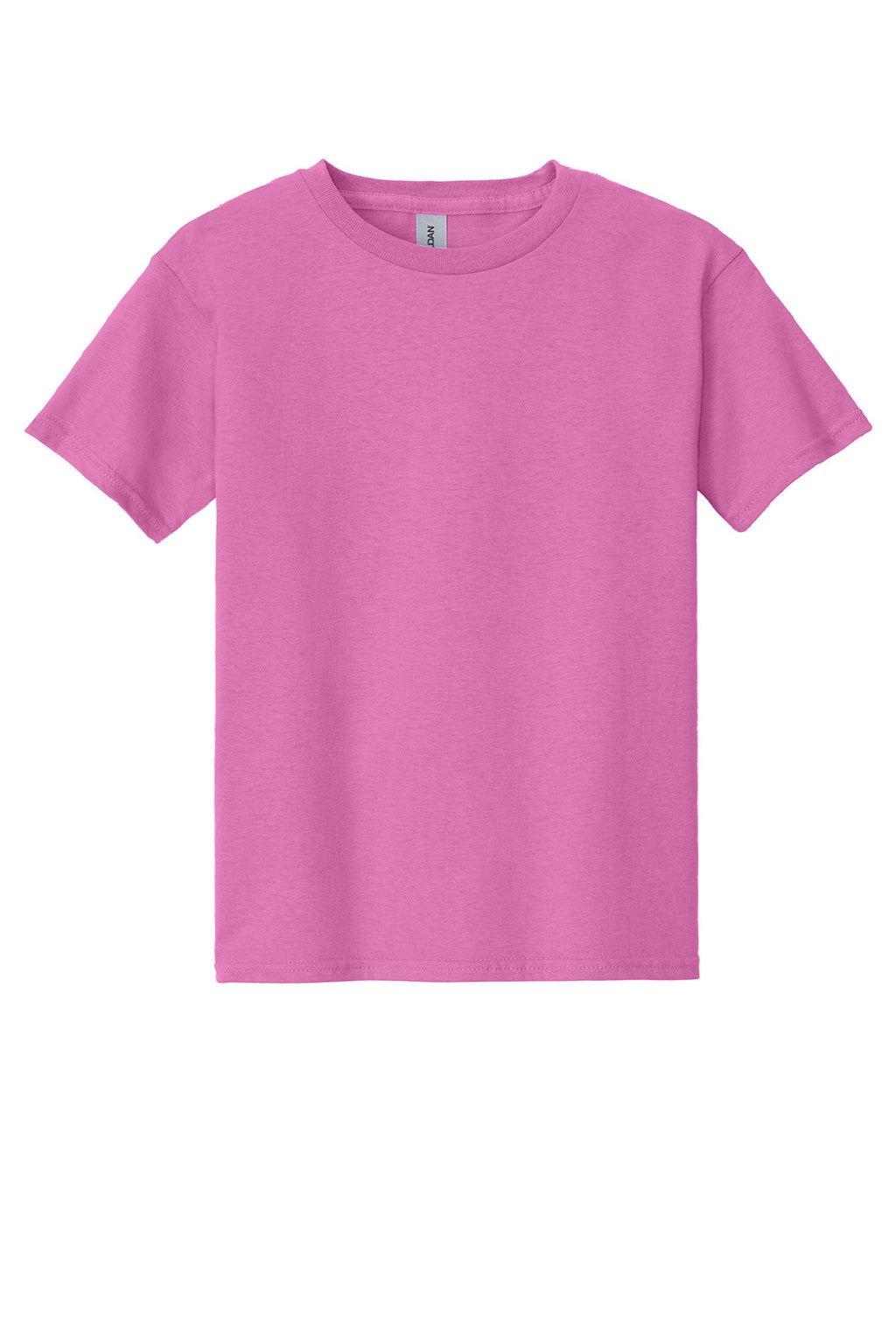 Gildan 5000B Youth Short Sleeve Crewneck T-Shirt Azalea Pink Flat Front