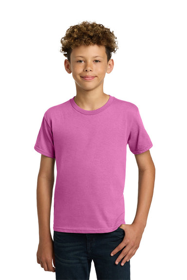 Gildan 5000B Youth Short Sleeve Crewneck T-Shirt Azalea Pink Model Front