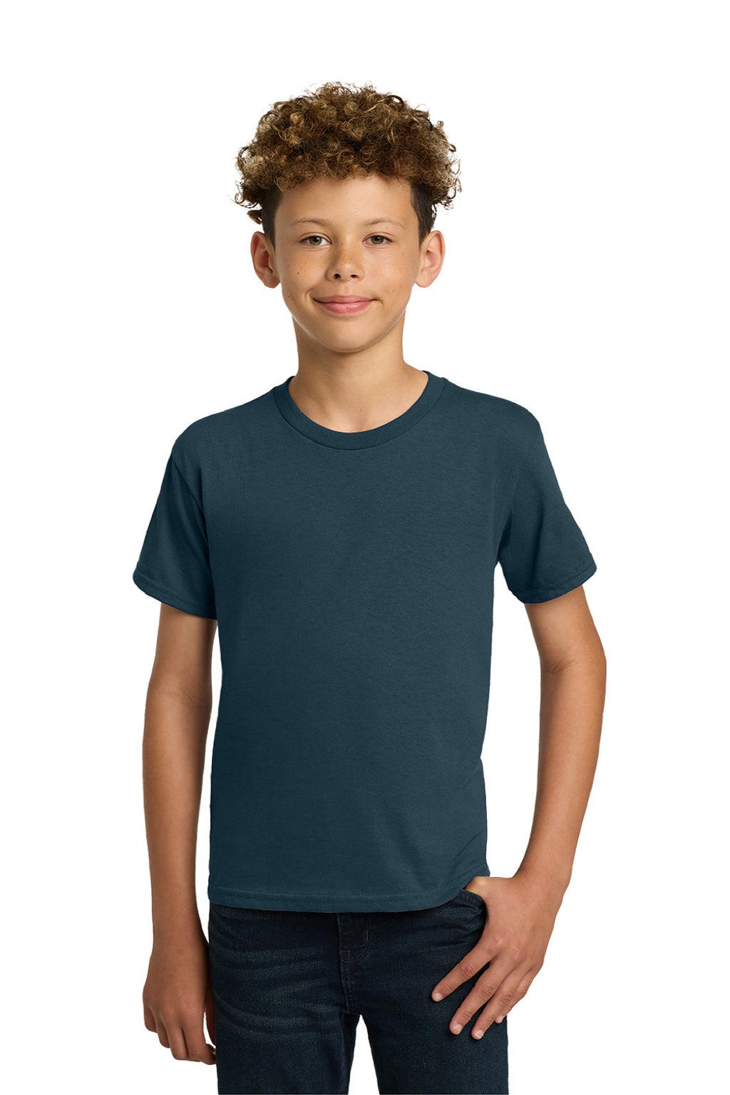 Gildan 5000B Youth Short Sleeve Crewneck T-Shirt Dusk Blue Model Front