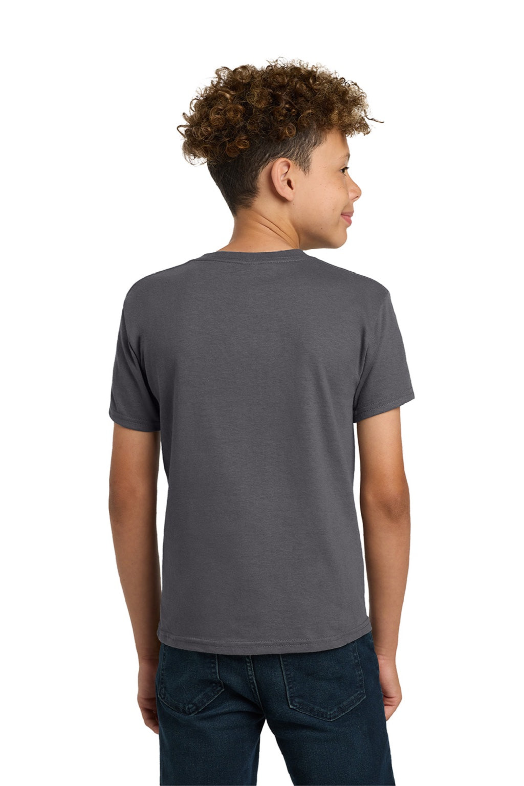Gildan 5000B Youth Short Sleeve Crewneck T-Shirt Charcoal Grey Model Back