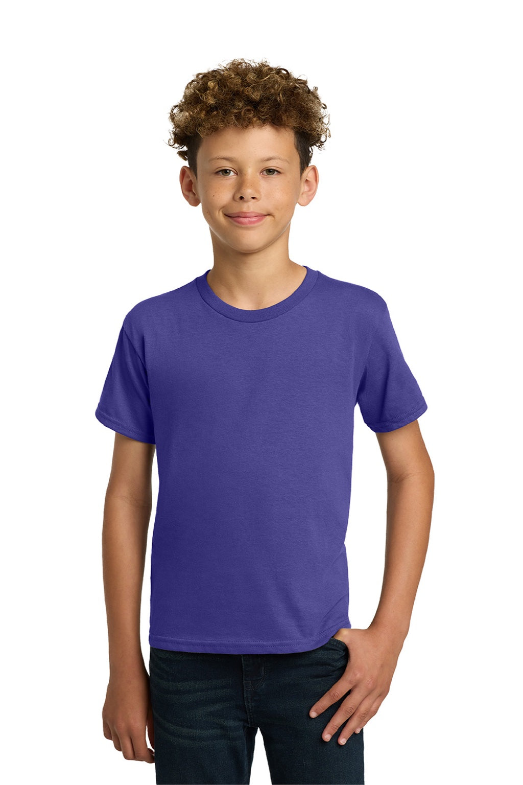 Gildan 5000B Youth Short Sleeve Crewneck T-Shirt Cobalt Blue Model Front
