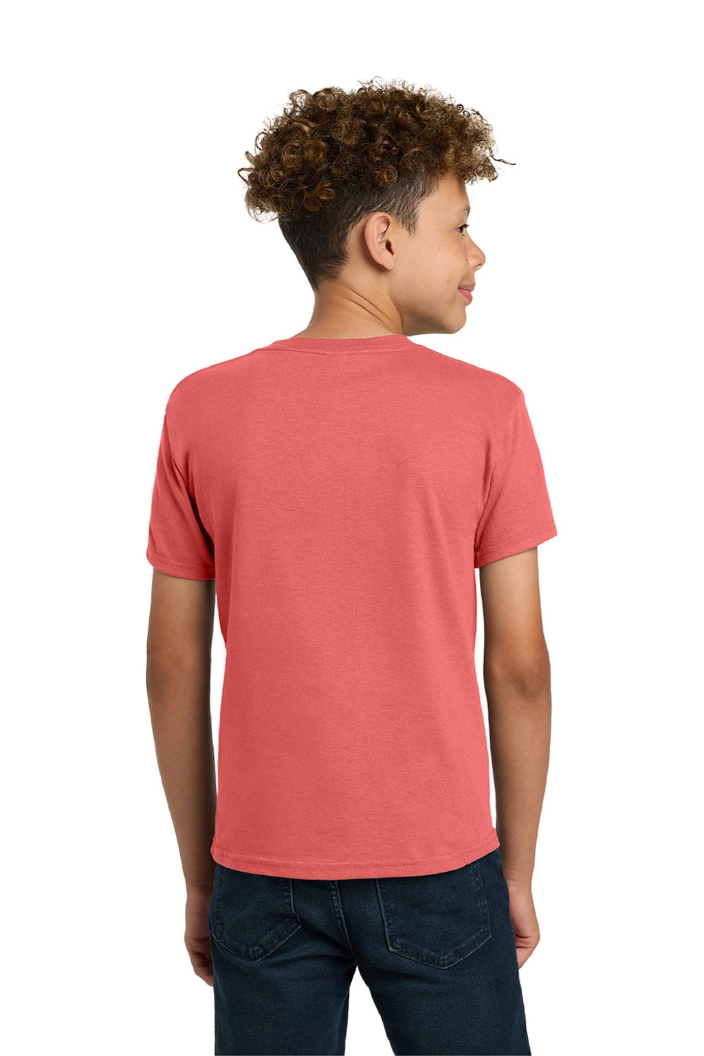 Gildan 5000B Youth Short Sleeve Crewneck T-Shirt Coral Silk Model Back