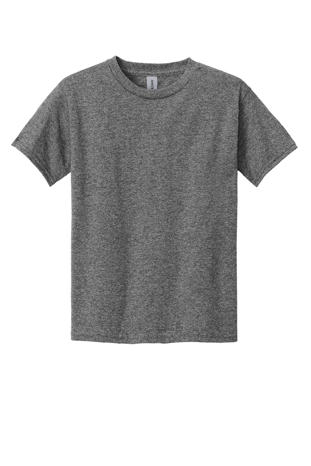 Gildan 5000B Youth Short Sleeve Crewneck T-Shirt Heather Graphite Grey Flat Front