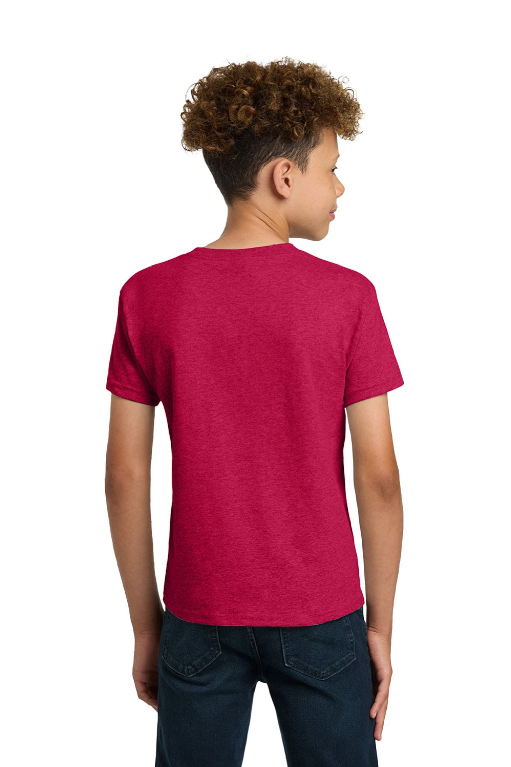 Gildan 5000B Youth Short Sleeve Crewneck T-Shirt Heather Red Model Back