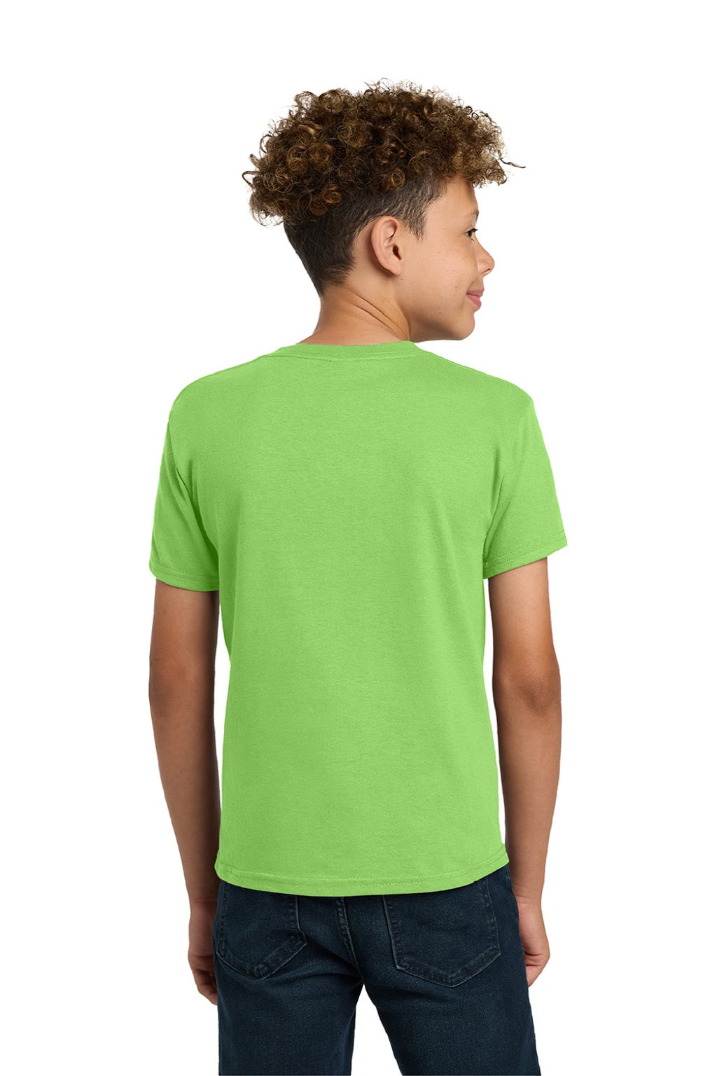 Gildan 5000B Youth Short Sleeve Crewneck T-Shirt Lime Green Model Back