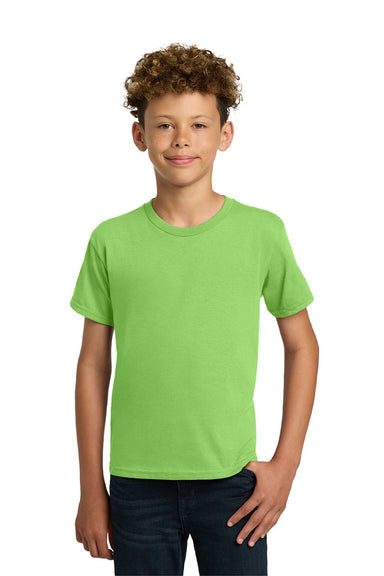 Gildan 5000B Youth Short Sleeve Crewneck T-Shirt Lime Green Model Front