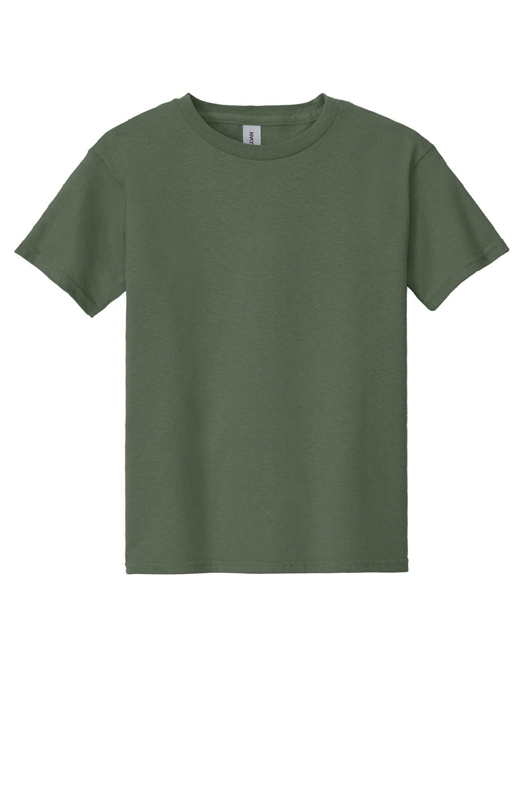 Gildan 5000B Youth Short Sleeve Crewneck T-Shirt Military Green Flat Front