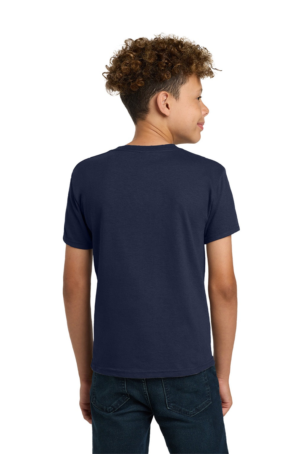 Gildan 5000B Youth Short Sleeve Crewneck T-Shirt Navy Blue Model Back