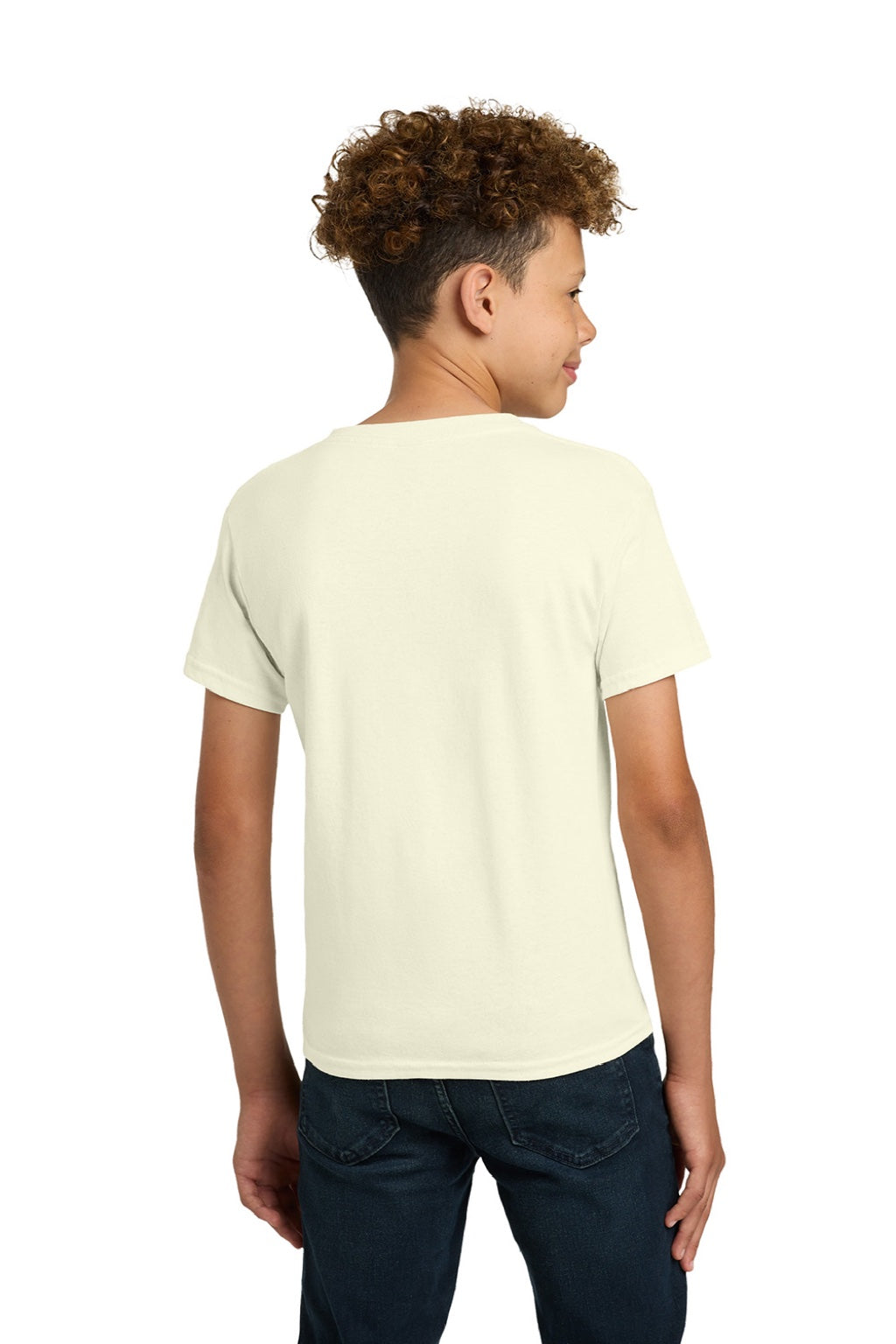 Gildan 5000B Youth Short Sleeve Crewneck T-Shirt Off White Model Back