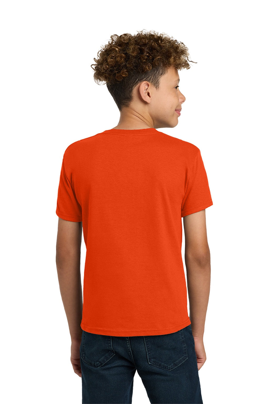 Gildan 5000B Youth Short Sleeve Crewneck T-Shirt Orange Model Back