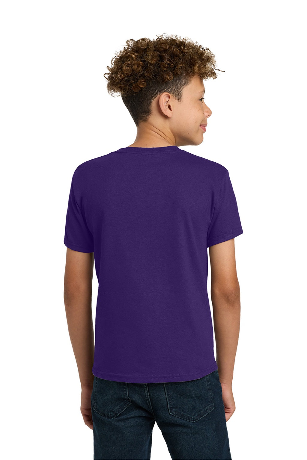 Gildan 5000B Youth Short Sleeve Crewneck T-Shirt Purple Model Back