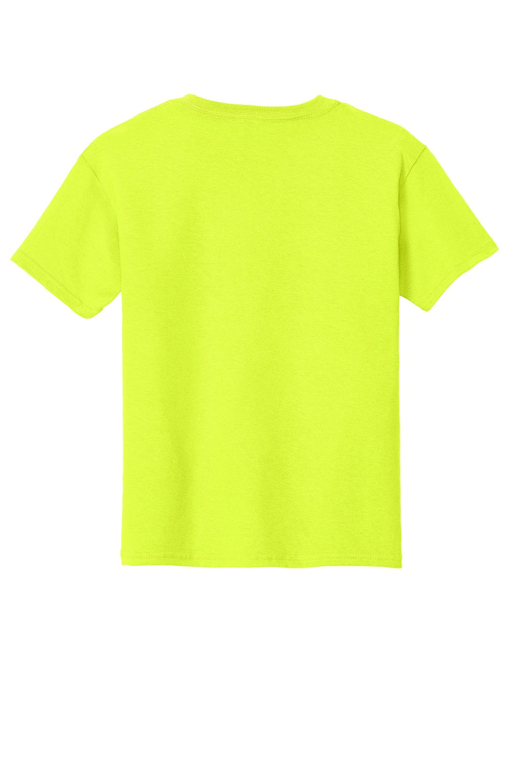Gildan 5000B Youth Short Sleeve Crewneck T-Shirt Safety Green Flat Back