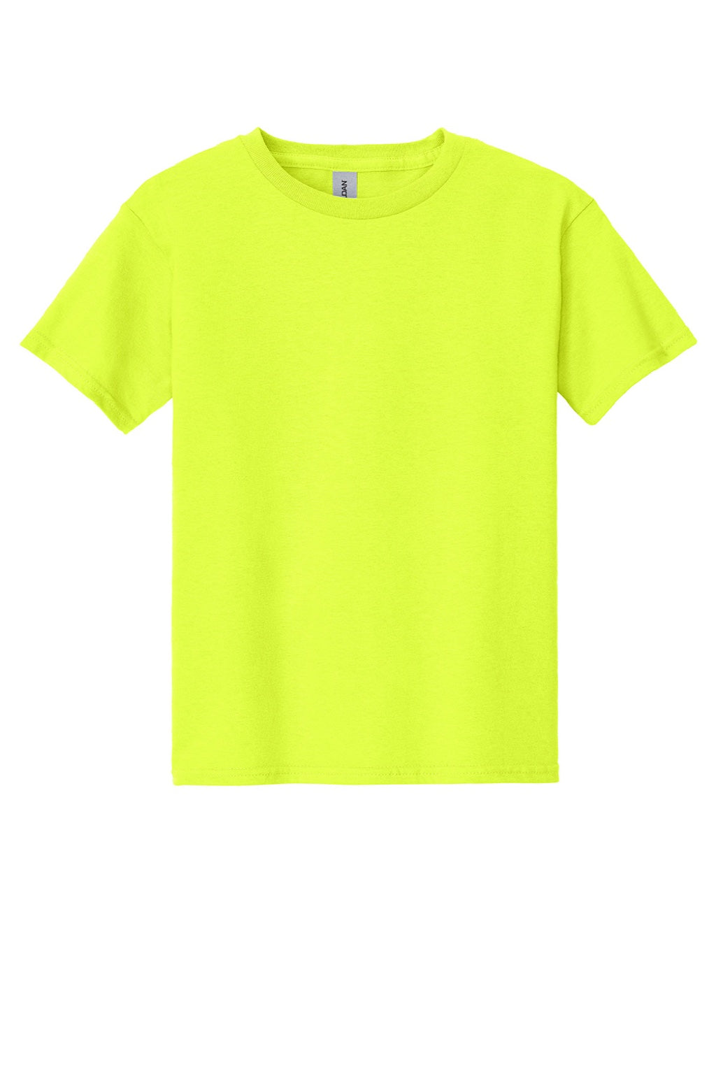 Gildan 5000B Youth Short Sleeve Crewneck T-Shirt Safety Green Flat Front
