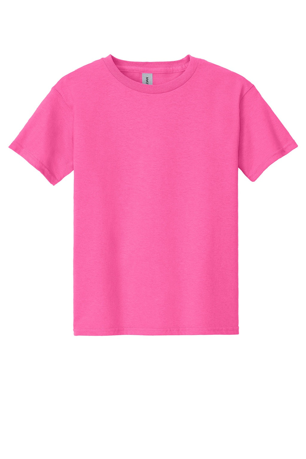 Gildan 5000B Youth Short Sleeve Crewneck T-Shirt Safety Pink Flat Front