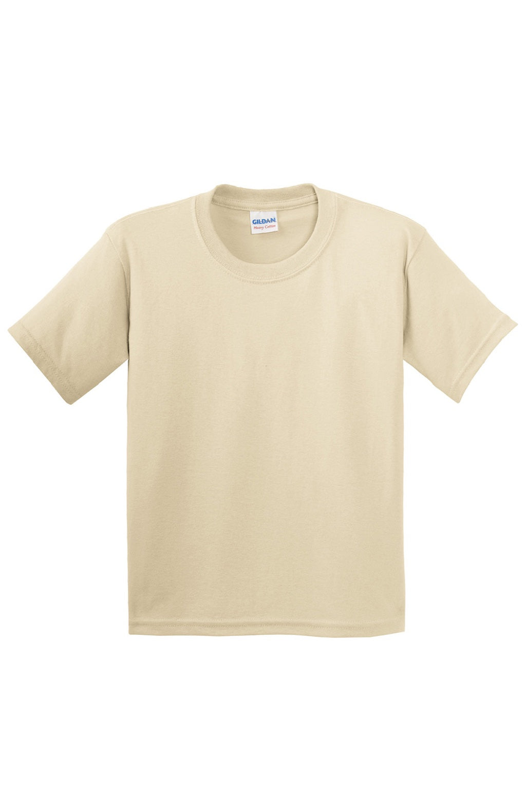 Gildan 5000B Youth Short Sleeve Crewneck T-Shirt Sand Flat Front