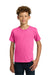 Gildan 5000B Youth Short Sleeve Crewneck T-Shirt Safety Pink Model Front